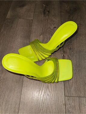 Zara Neon Lime Strappy Heels - Women's